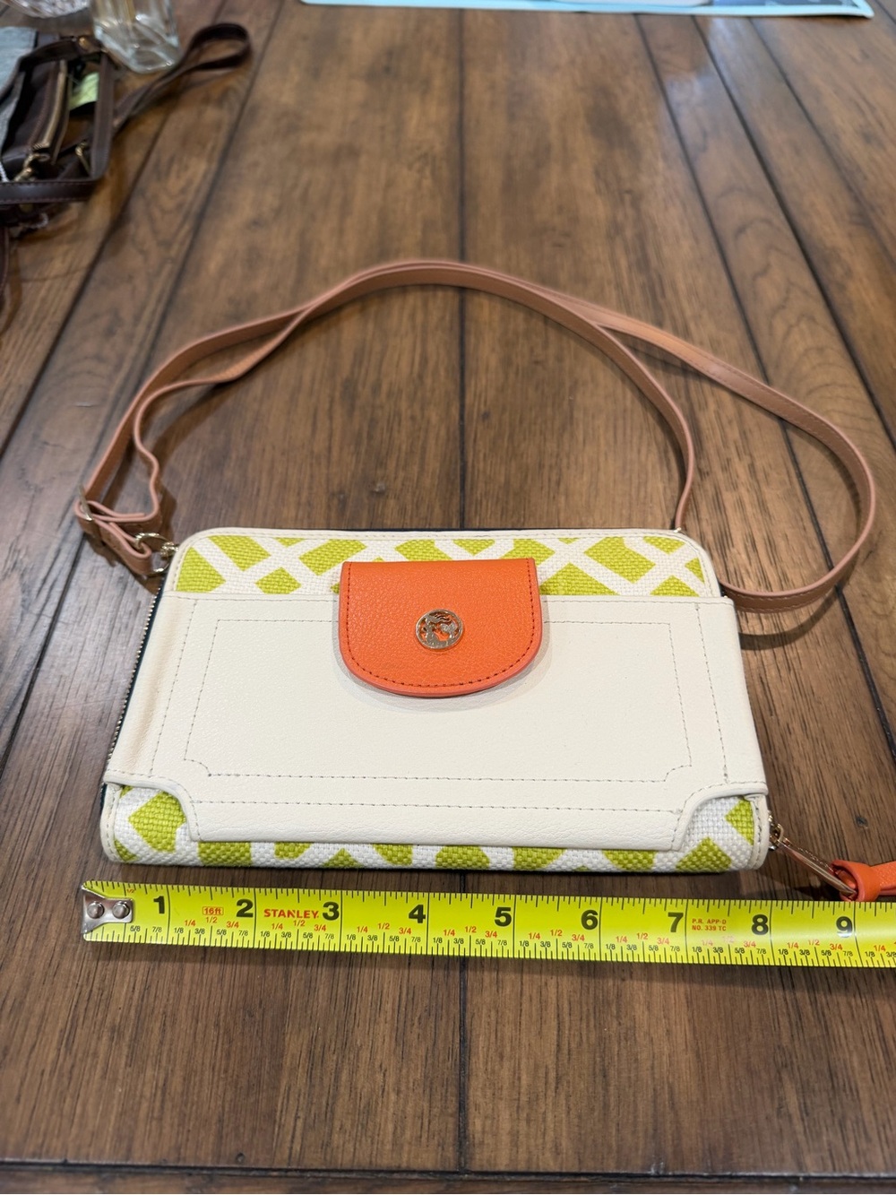 Spartina 449 Cream, Orange & Lime Crossbody Wallet like new - Picture 4 of 8